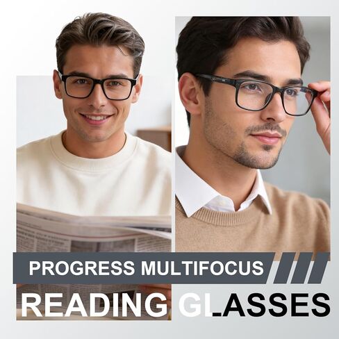 SKYOAK 2 Pack Ultralight Progressive Multifocus Reading Glasses for Men, Executive TR90 Computer Readers Spring Hinge Blue Light Blocking, Near-Mid Vision Multifocal Eyeglasses UV400 Protection, +2.5 in Saudi Arabia