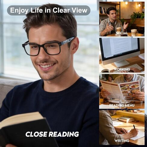 SKYOAK 2 Pack Ultralight Progressive Multifocus Reading Glasses for Men, Executive TR90 Computer Readers Spring Hinge Blue Light Blocking, Near-Mid Vision Multifocal Eyeglasses UV400 Protection, +2.5 in Saudi Arabia
