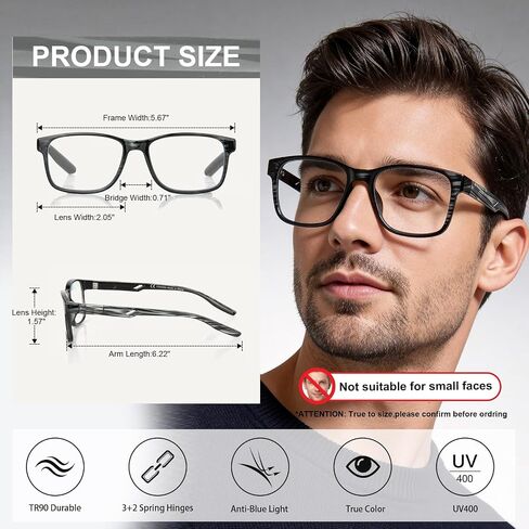 SKYOAK 2 Pack Ultralight Progressive Multifocus Reading Glasses for Men, Executive TR90 Computer Readers Spring Hinge Blue Light Blocking, Near-Mid Vision Multifocal Eyeglasses UV400 Protection, +2.5 in Saudi Arabia