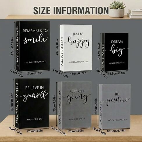 6 Decorative Fake Books Set with Tassel Wood Bead, Stacked Books Decor Book Decor, Faux Books for Decoration, Decorative Books for Home Decor, Motivational Storage Boxes for Home Coffee Table in Saudi Arabia