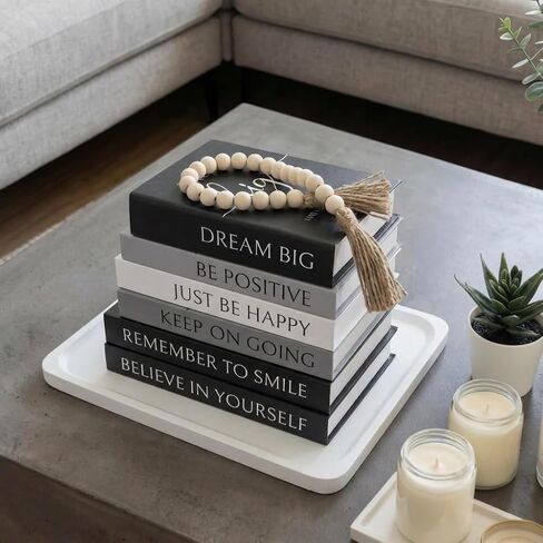 6 Decorative Fake Books Set with Tassel Wood Bead, Stacked Books Decor Book Decor, Faux Books for Decoration, Decorative Books for Home Decor, Motivational Storage Boxes for Home Coffee Table in Saudi Arabia