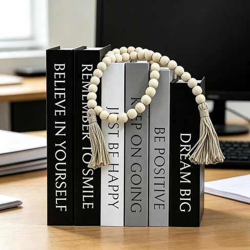 6 Decorative Fake Books Set with Tassel Wood Bead, Stacked Books Decor Book Decor, Faux Books for Decoration, Decorative Books for Home Decor, Motivational Storage Boxes for Home Coffee Table in Saudi Arabia