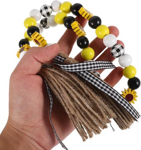 ABOOFAN Sunflower Beading House Decorations for Home Sunflower Decor Home Decor Home Hanging Decor Tiered Tray Decor Rustic Beads with Tassels Tassel Beaded Pendant Tassel Beads Garland in Kuwait