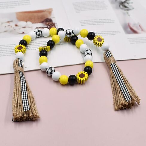ABOOFAN Sunflower Beading House Decorations for Home Sunflower Decor Home Decor Home Hanging Decor Tiered Tray Decor Rustic Beads with Tassels Tassel Beaded Pendant Tassel Beads Garland in Kuwait