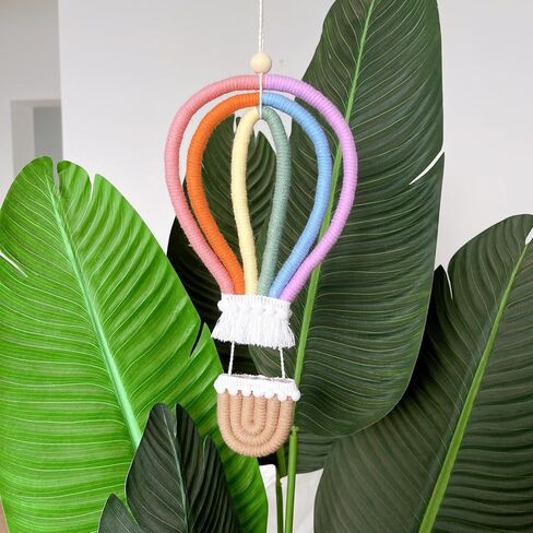 Colorful Hot Air Balloon Tassel Hanging Decoration - Boho Rainbow Wall Decorative for Classroom Kids Bedroom Baby Shower Party Supplies in Saudi Arabia