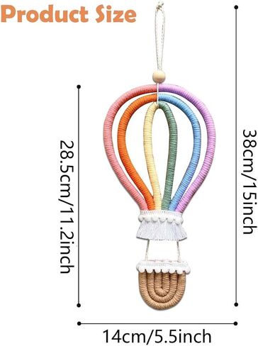 Colorful Hot Air Balloon Tassel Hanging Decoration - Boho Rainbow Wall Decorative for Classroom Kids Bedroom Baby Shower Party Supplies in Saudi Arabia