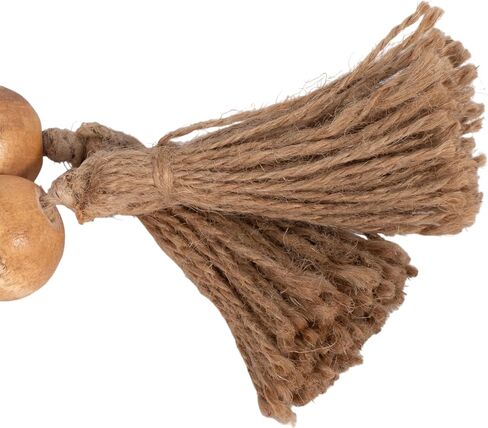 Wood Decorative Objects Bead Garland – Decorative Object Accent for Styling – Coffee Table or Shelf Display – Rustic Bead Tassels for Relaxed Accessories, Home Decor – 32", Brown in Kuwait
