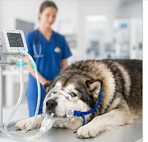 Veterinary Oxygen Mask for Extra Large Dogs Over 88 lbs, Clear, with 6.6 ft Oxygen Tubing，Easy to Clean，Easy to use，Compatible with Mainstream Oxygen concentrators in Saudi Arabia