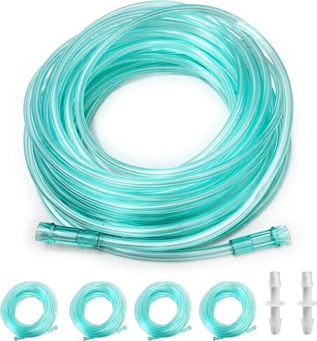 4 Packs Oxygen Tubing, Each 32.8ft(10M) Length, Individually Wrapped | Kink-Resistant with 6-Petal Inner Design | Universal Connector, Bonus 2 Connector in Saudi Arabia