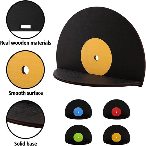 GRETJOB 4 Pack Record Shaped Shelves, Vinyl Record Decorative Shelf, Record Wall Decor Decor for Bedroom, Party - Vinyl Record Wall Decor in Saudi Arabia