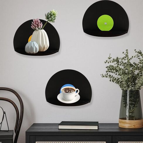 GRETJOB 4 Pack Record Shaped Shelves, Vinyl Record Decorative Shelf, Record Wall Decor Decor for Bedroom, Party - Vinyl Record Wall Decor in Saudi Arabia