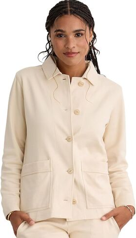 Fair Indigo Women's Organic Cotton Double Faced Luxe Knit Shirt Jacket in Kuwait