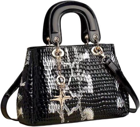Glossy Evening Genuine Leather Tote for Women Crocodile Texture Top Handle Party Satchel and Wallet Set in Kuwait