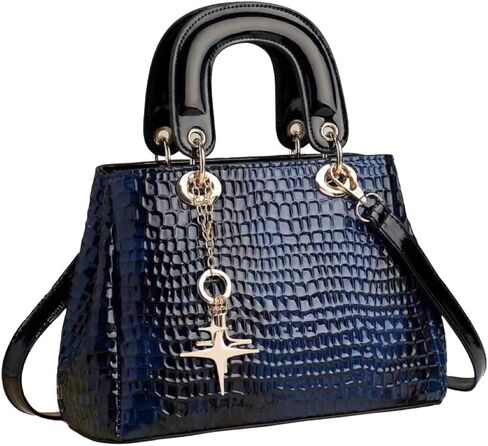 Glossy Evening Genuine Leather Tote for Women Crocodile Texture Top Handle Party Satchel and Wallet Set in Kuwait
