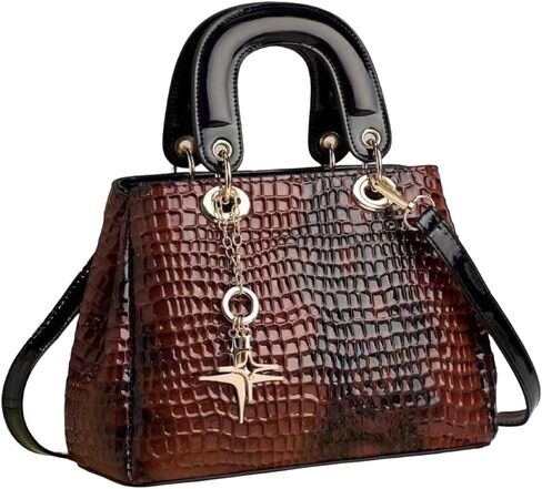 Glossy Evening Genuine Leather Tote for Women Crocodile Texture Top Handle Party Satchel and Wallet Set in Kuwait