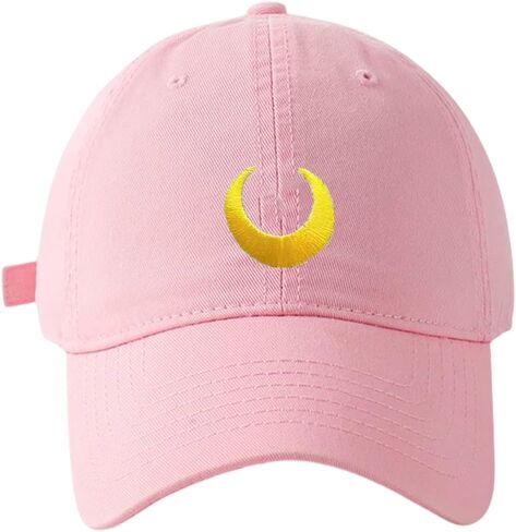 AACKS Pink Baseball Cap Women Crescent Moon Embroidery Adjustable Dad Hat Cotton Casual Hat in Saudi Arabia