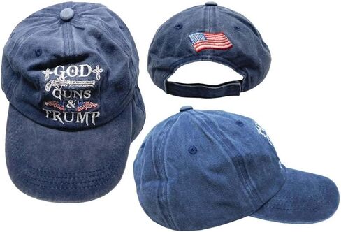 Trade Winds God Guns & Trump 2028 USA Flag Iran Sucks Blue Denim Relax Embroidered Cap Hat in Kuwait