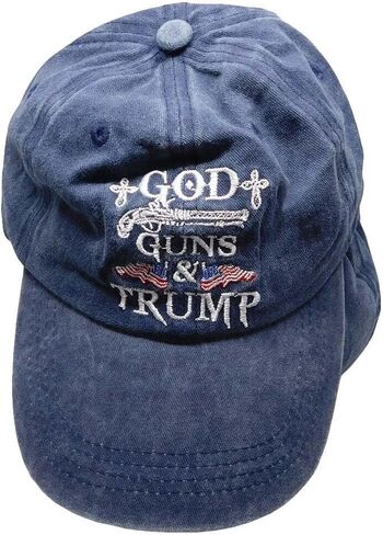 Trade Winds God Guns & Trump 2028 USA Flag Iran Sucks Blue Denim Relax Embroidered Cap Hat in Kuwait