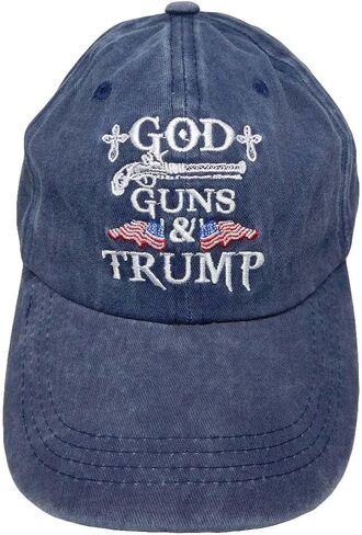 Trade Winds God Guns & Trump 2028 USA Flag Iran Sucks Blue Denim Relax Embroidered Cap Hat in Kuwait