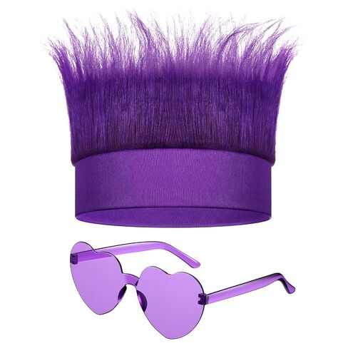 Purple Spirit Wear Accessories, Wigs and Heart Glasses for Crazy Hair Day Team Color War Fun Halloween Costume Outfit in Kuwait