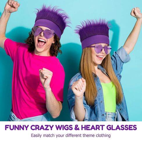 Purple Spirit Wear Accessories, Wigs and Heart Glasses for Crazy Hair Day Team Color War Fun Halloween Costume Outfit in Kuwait