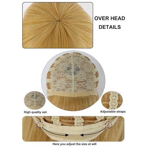 Cowgirls Wig Women Long Gold Wigs with Bangs Blonde Ponytails Wig for Women Synthetic Halloween Cowgirls Costume Party Anime Cosplay Wigs Christmas Outfit for Scenecore +Hair Cap in Kuwait