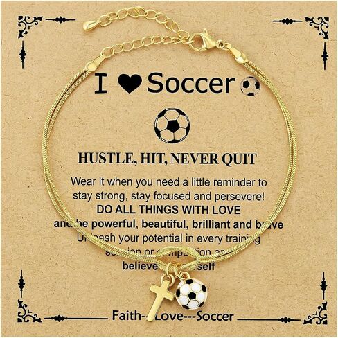 Emibele Volleyball Soccer Basketball Softball Bracelet for Women, 14K Gold Plated Volleyball Charm Bracelet with Cross Pendant, Adjustable Hypoallergenic Jewelry Gifts for Women, Players, Fans, Coach in Saudi Arabia