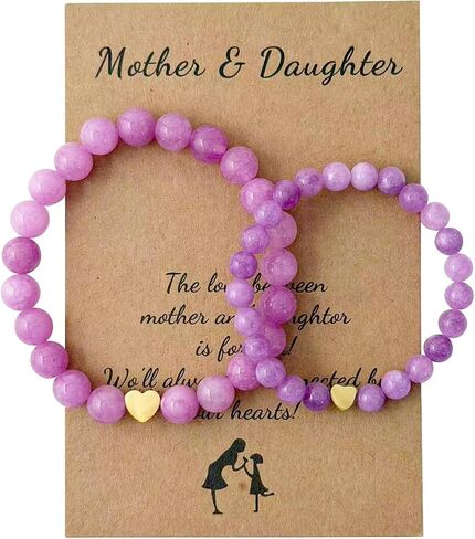 Lepida Mother Daughter Bracelets Matching Heart Natural Stone Bracelet for Mom Me in Saudi Arabia