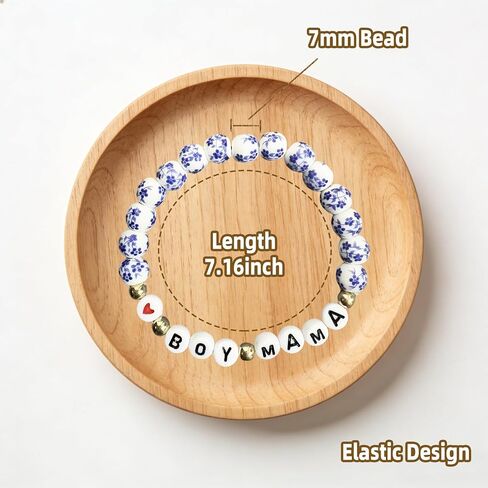 Boy Mama Bracelet - Boy‘s Mom Gifts In My Boy Mama Era, Meaningful Bond Bracelet with Warming Gift Card for Women(7.16" Wrist/Daily Wear/Mother s Day/Birthday) in Saudi Arabia