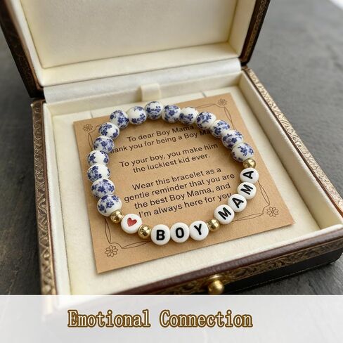 Boy Mama Bracelet - Boy‘s Mom Gifts In My Boy Mama Era, Meaningful Bond Bracelet with Warming Gift Card for Women(7.16" Wrist/Daily Wear/Mother s Day/Birthday) in Saudi Arabia