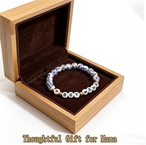 Boy Mama Bracelet - Boy‘s Mom Gifts In My Boy Mama Era, Meaningful Bond Bracelet with Warming Gift Card for Women(7.16" Wrist/Daily Wear/Mother s Day/Birthday) in Saudi Arabia