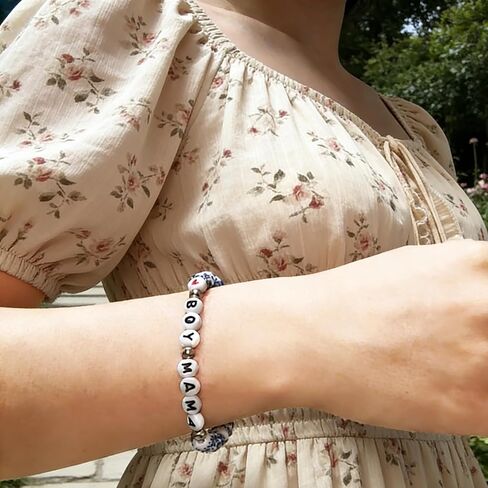 Boy Mama Bracelet - Boy‘s Mom Gifts In My Boy Mama Era, Meaningful Bond Bracelet with Warming Gift Card for Women(7.16" Wrist/Daily Wear/Mother s Day/Birthday) in Saudi Arabia