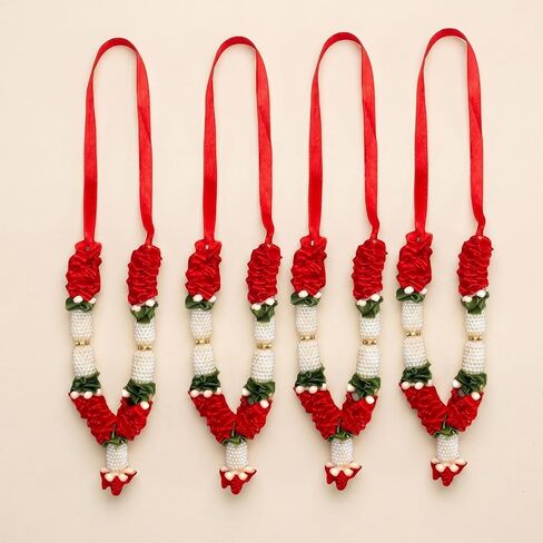 مجموعة LOVENSPIRE مكونة من 4 قطع من Mini Idol Mala مقاس 4.5 بوصة God Goddess Haar Mala Makhmali Bhagwan Haar Idol Diwali Pooja Item Garland لإطار الصورة God Shringar Mala القابل لإعادة الاستخدام in Kuwait