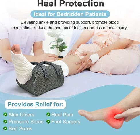 Heel Protector for Pressure Sores in Bed, Ankle Pillow for Pressure Relief, Bed Sores Heel Elevator Pillow, Foot Elevation Pillows for Swelling, Foam Wedge Foot Support Cushion for Bedridden Patients in Saudi Arabia