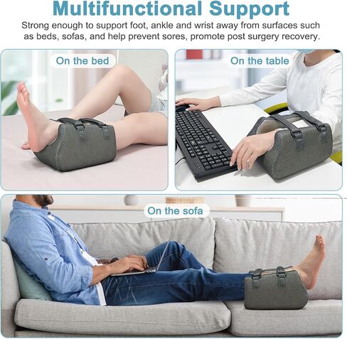 Heel Protector for Pressure Sores in Bed, Ankle Pillow for Pressure Relief, Bed Sores Heel Elevator Pillow, Foot Elevation Pillows for Swelling, Foam Wedge Foot Support Cushion for Bedridden Patients in Saudi Arabia