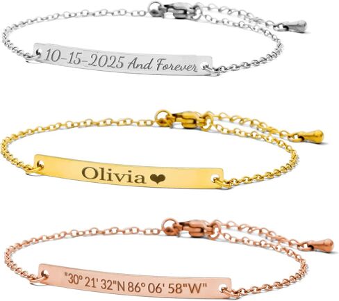 Adults Personalized Paper Clip Name Bracelet for Women/Men – PVD Gold Plated Stainless Steel – Custom Engraved ID Tags (1-4 Name Options) – Adjustable Chain – Engraving – Gift for Her or Him (Name Tags) in Saudi Arabia