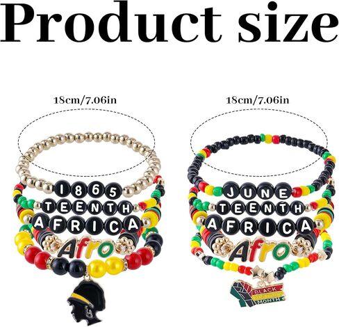 Mantveil 7PCS Juneteenth Bracelets for Women, 1865 African American Clay Beaded Bracelet Jewelry Set, Black History Month Freedom Day Juneteenth Party Favors in Saudi Arabia