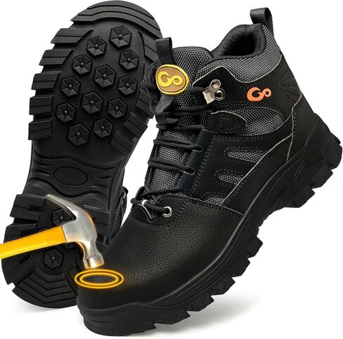 HARENCE Mens Steel Toe Work Boots Comfortable Slip Resistant Safety Boot Durable Waterproof Construction Shoes in Saudi Arabia