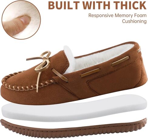 Womens Moccasin Slippers Memory Foam Fuzzy Slipper Indoor Outdoor for Women Comfy House Shoes in Saudi Arabia