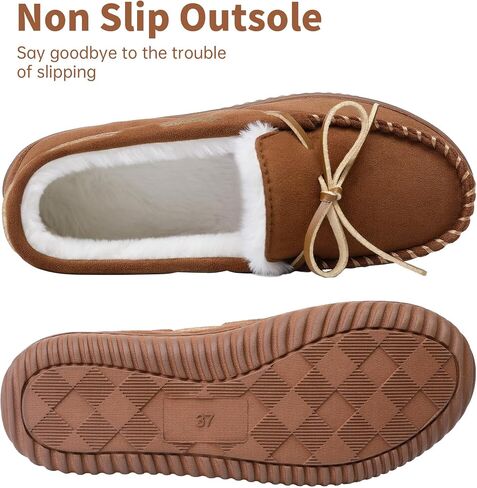 Womens Moccasin Slippers Memory Foam Fuzzy Slipper Indoor Outdoor for Women Comfy House Shoes in Saudi Arabia