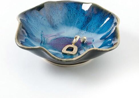 Jewelry Tray,Ring Dish,Ceramic Trinket Tray,Key Bowl,Decorative Plate,Necklace Earrings Ring Holder for Mom Friends Sister Daughter (Light Blue) in Kuwait