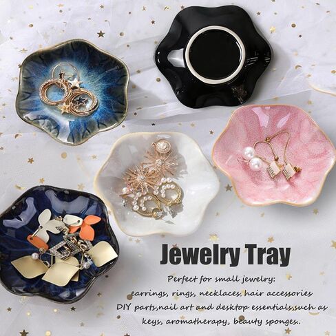 Jewelry Tray,Ring Dish,Ceramic Trinket Tray,Key Bowl,Decorative Plate,Necklace Earrings Ring Holder for Mom Friends Sister Daughter (Light Blue) in Kuwait