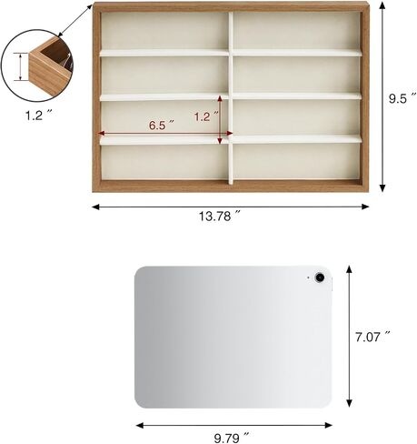 Stratalife 8 Grids Drawer Sunglasses Organizer Tray, Beige Velvet | Stackable Eyeware Storage Case with Removable Dividers, Wood Jewelry Display Case for Necklace Bracelet, 13.78x9.5x1.2 Inch in Saudi Arabia