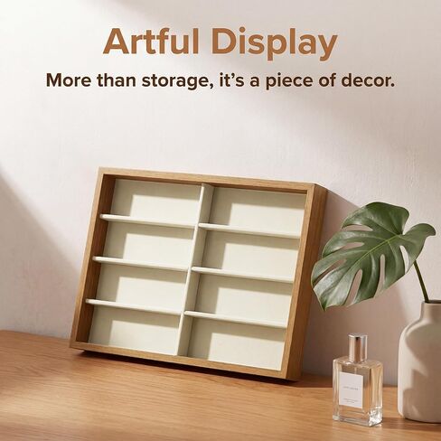 Stratalife 8 Grids Drawer Sunglasses Organizer Tray, Beige Velvet | Stackable Eyeware Storage Case with Removable Dividers, Wood Jewelry Display Case for Necklace Bracelet, 13.78x9.5x1.2 Inch in Saudi Arabia