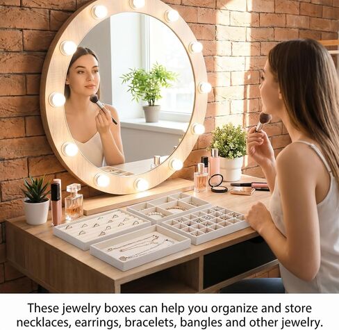 10 Pack Velvet Jewelry Trays – Stackable Drawer Organizer Inserts, Beige Jewelry Storage and Display Trays for Necklaces, Rings, Earrings & Bracelets in Saudi Arabia