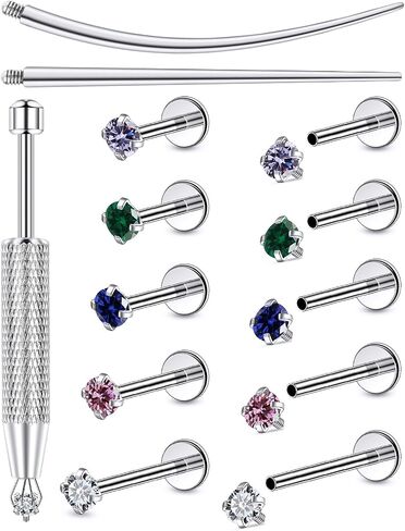 F136 Titanium 20/18/16g Internally Threaded Earrings Nose Rings Lip Medusa Studs 6/7/8/10mm Piercing Jewelry for Women Men in Saudi Arabia