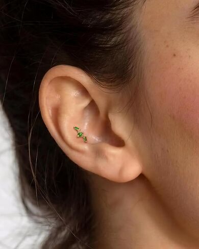 COCHARM 16G Leaf 8MM حلق حلزوني مسطح الظهر لا يسبب الحساسية | ظهر مسطح مريح/مادة لا تسبب الحساسية/ برغي آمن in Kuwait