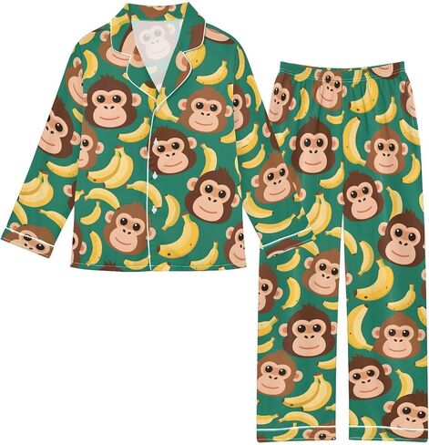 Cute Long Sleeve Pajamas Set Soft Silk Satin Sleepwear 2 Piece Button-Down Top Elastic Pants Set in Saudi Arabia
