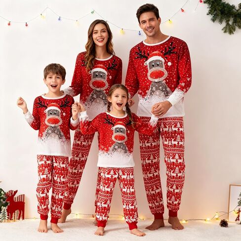OAKFashion Christmas Family Pajamas Holiday Christma Pajama Family Matching Pjs Set Sleepwear Xmas Jammies in Saudi Arabia