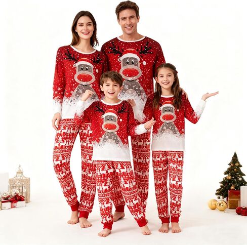 OAKFashion Christmas Family Pajamas Holiday Christma Pajama Family Matching Pjs Set Sleepwear Xmas Jammies in Saudi Arabia